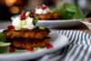 butternut squash cakes with mascarpone and pomegranate seeds