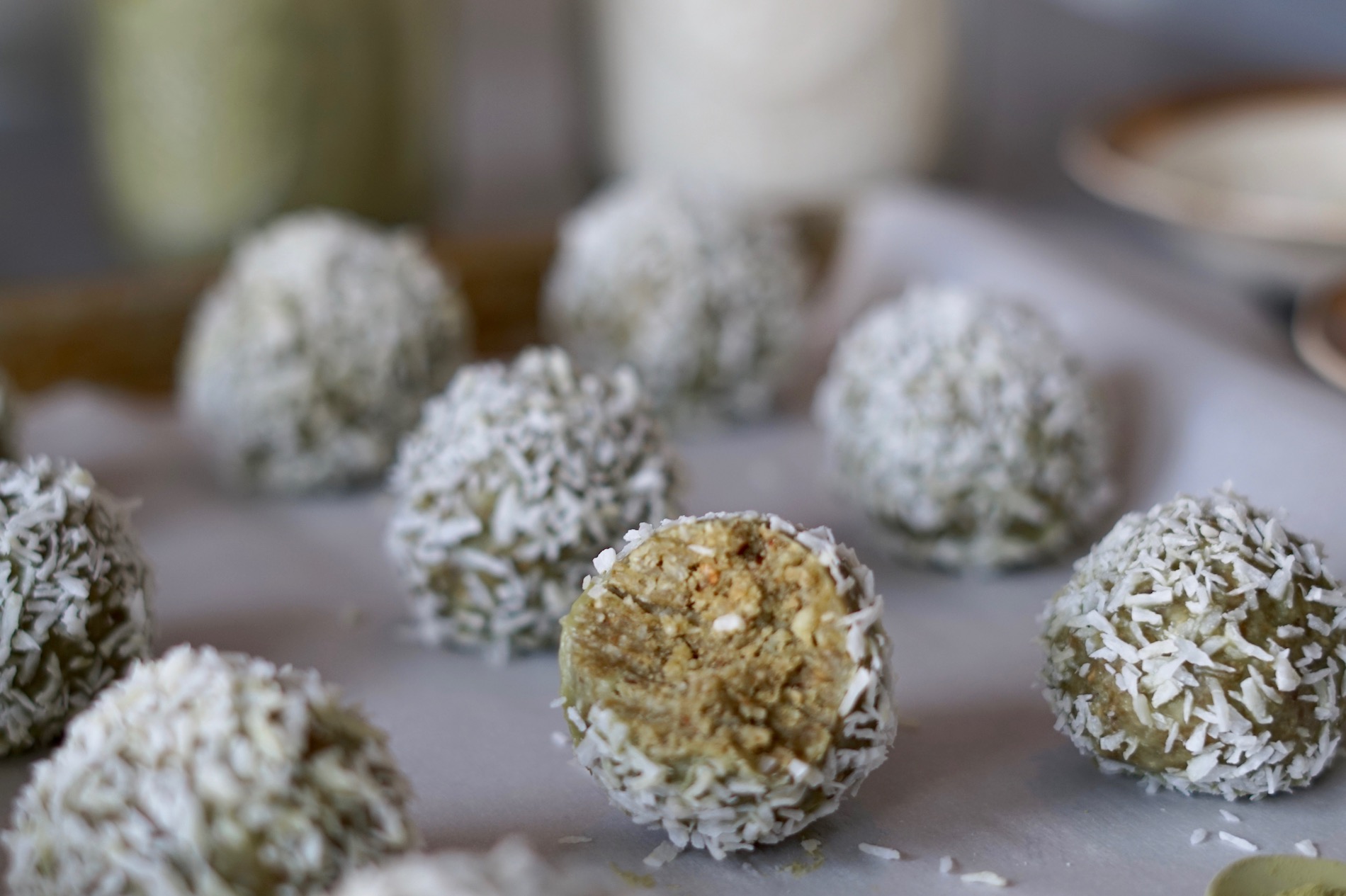 coconut matcha balls