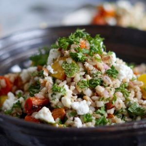 carrot and barely salad with feta