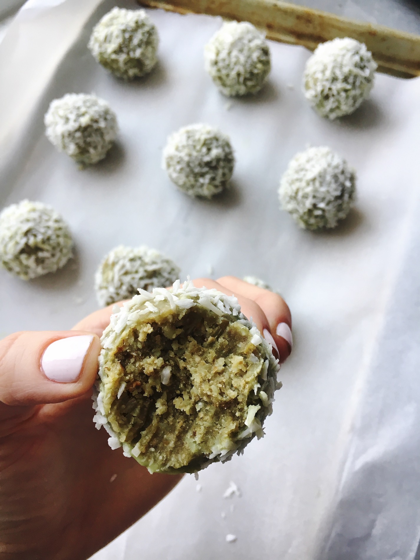 coconut matcha balls