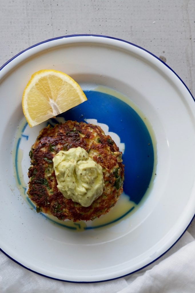 Zucchini and Kale Fritters on plate