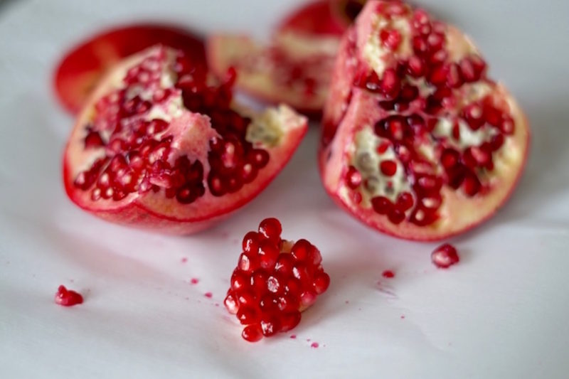 Pomegranate pieces.