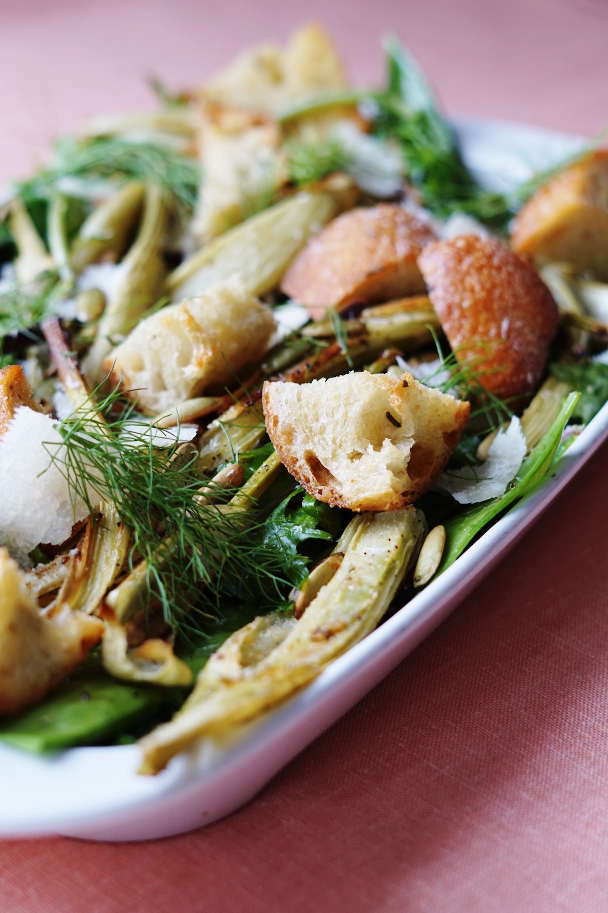 roasted fennel salad with rosemary croutons