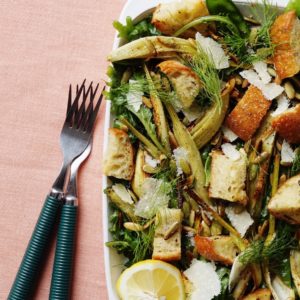 roasted fennel salad with rosemary croutons