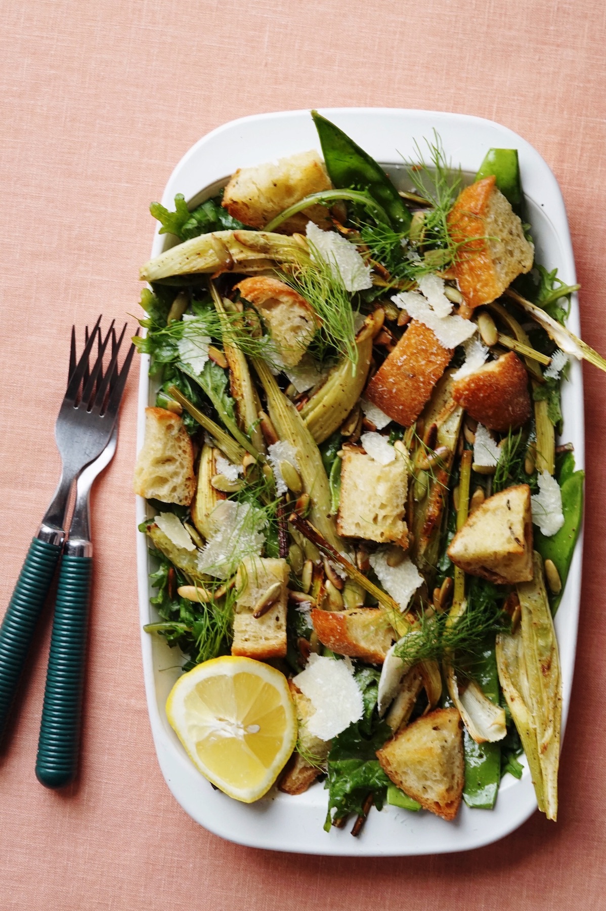 Roasted Fennel Salad with Croutons + Lemon | Mackenzie's Table