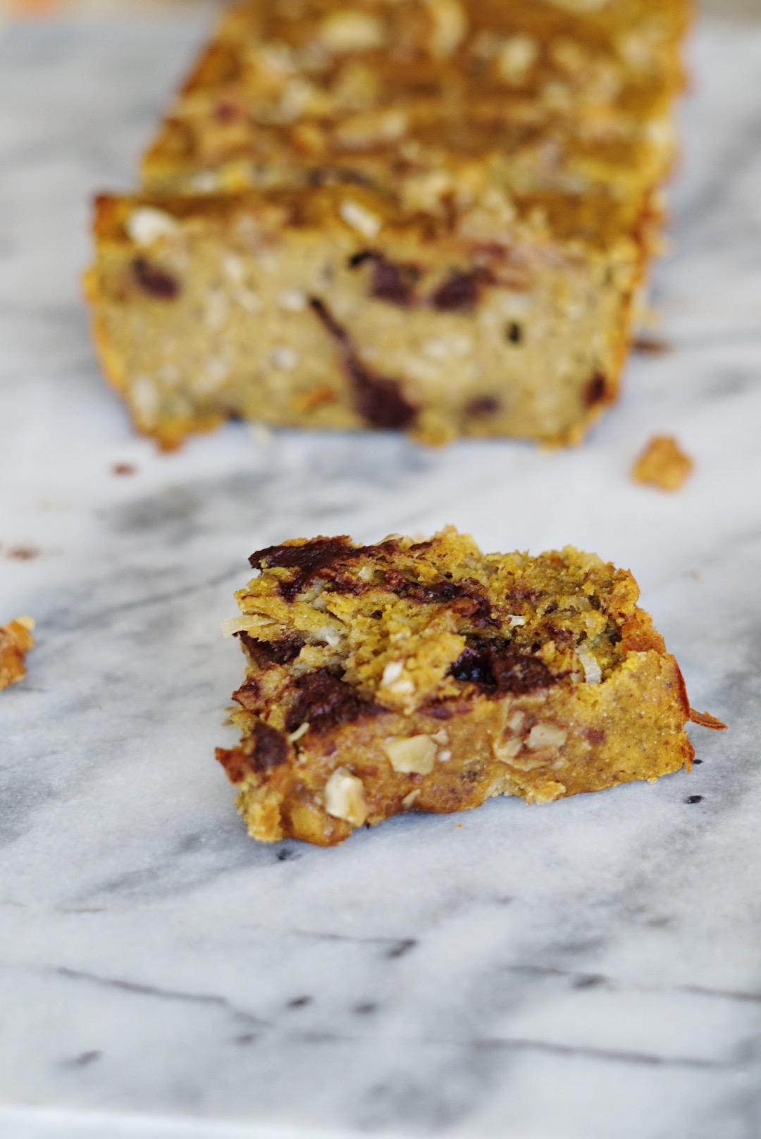 Pumpkin Banana Chocolate Chip Bread