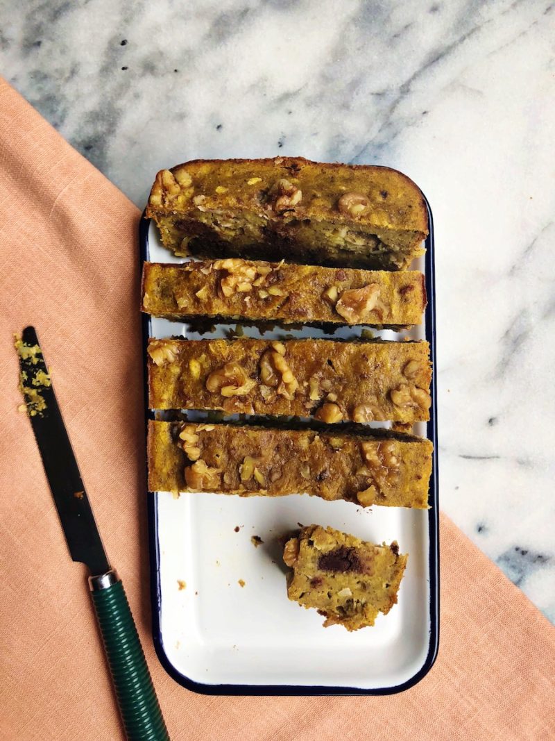 Pumpkin Banana Chocolate Chip Bread