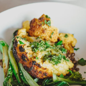 whole roasted turmeric cauliflower